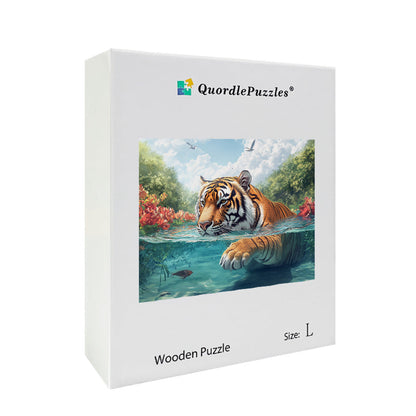 Tiger Swim Wooden Jigsaw Puzzle