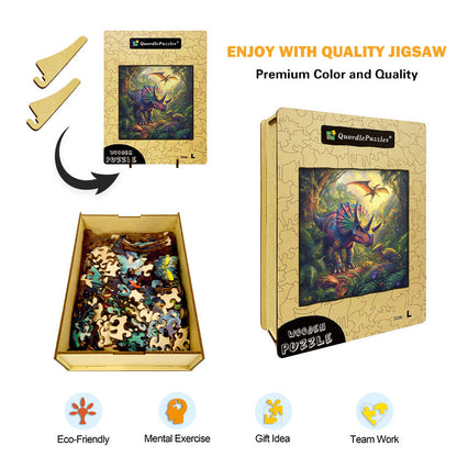 Triceratops in the Jungle Wooden Jigsaw Puzzle