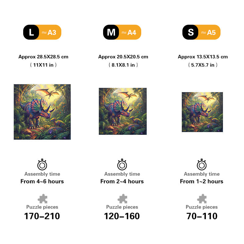 Triceratops in the Jungle Wooden Jigsaw Puzzle