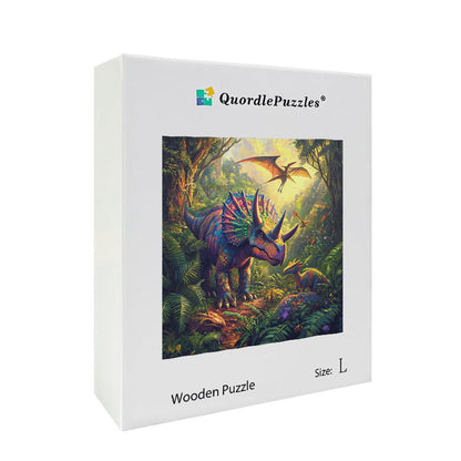 Triceratops in the Jungle Wooden Jigsaw Puzzle