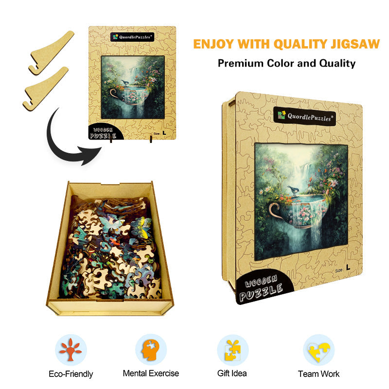 Waterfall Teacup Wooden Jigsaw Puzzle