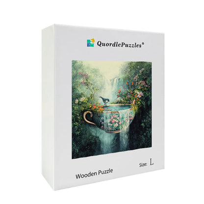 Waterfall Teacup Wooden Jigsaw Puzzle