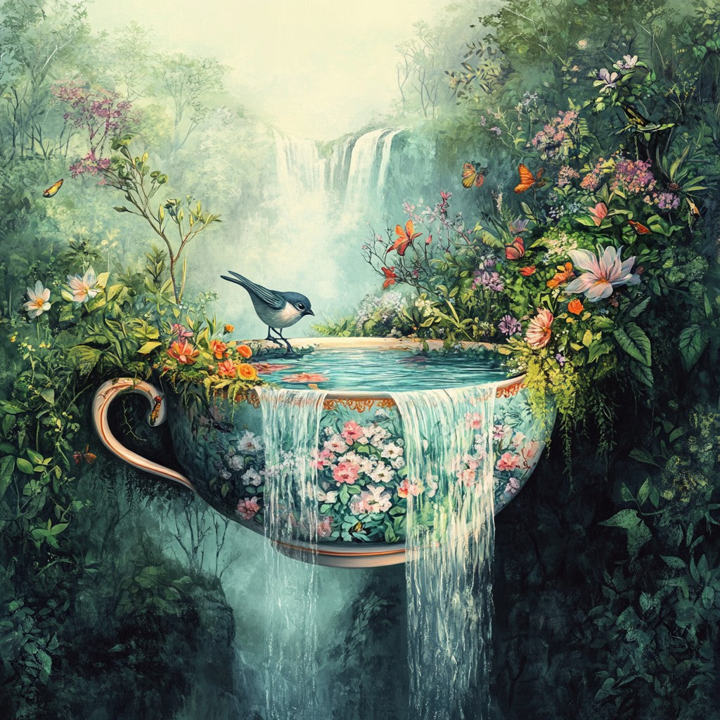Waterfall Teacup Wooden Jigsaw Puzzle