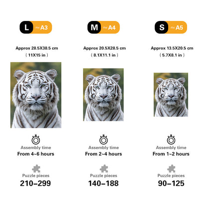 White Siberian Tiger Wooden Jigsaw Puzzle