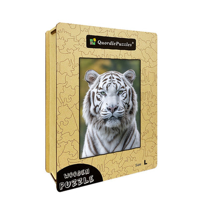White Siberian Tiger Wooden Jigsaw Puzzle