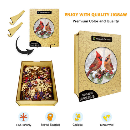 Winter Cardinals Wooden Jigsaw Puzzle