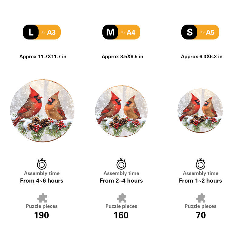 Winter Cardinals Wooden Jigsaw Puzzle