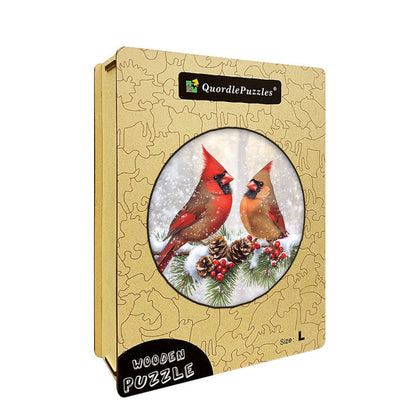 Winter Cardinals Wooden Jigsaw Puzzle