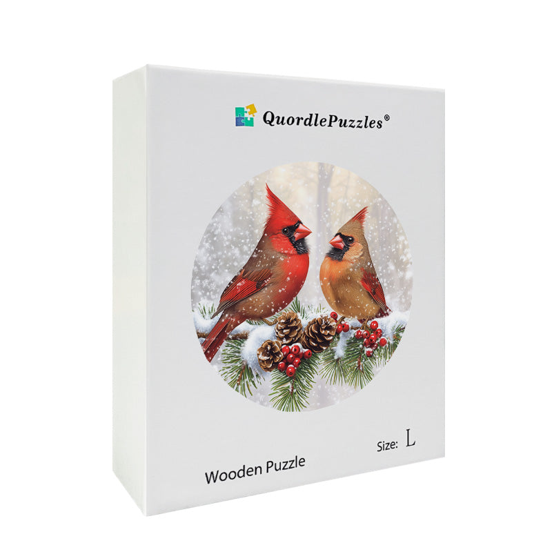 Winter Cardinals Wooden Jigsaw Puzzle