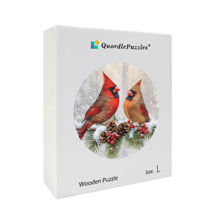 Winter Cardinals Wooden Jigsaw Puzzle