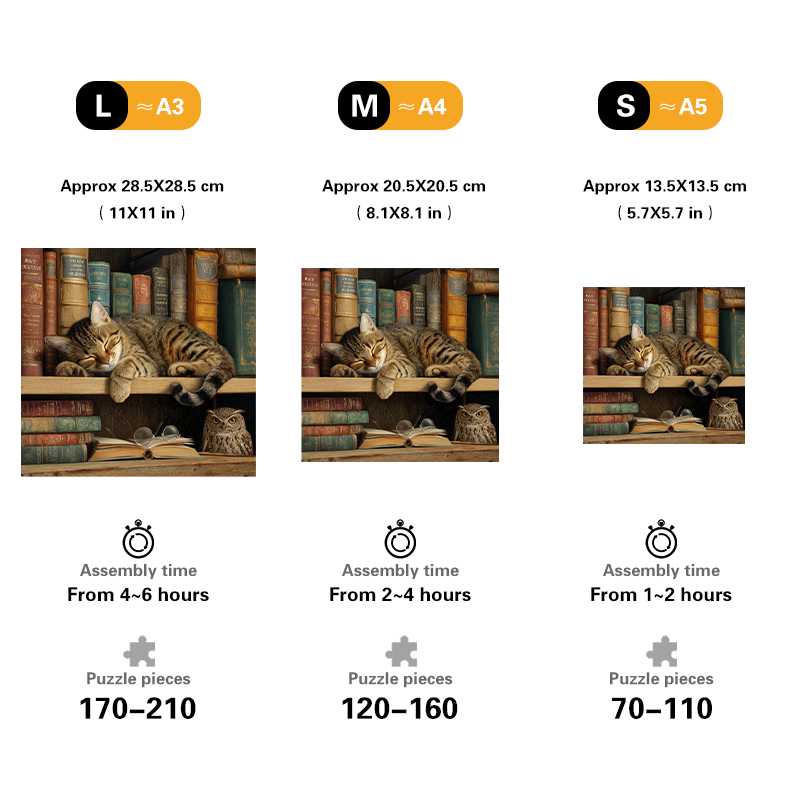 Cat on Bookshelf Wooden Jigsaw Puzzle