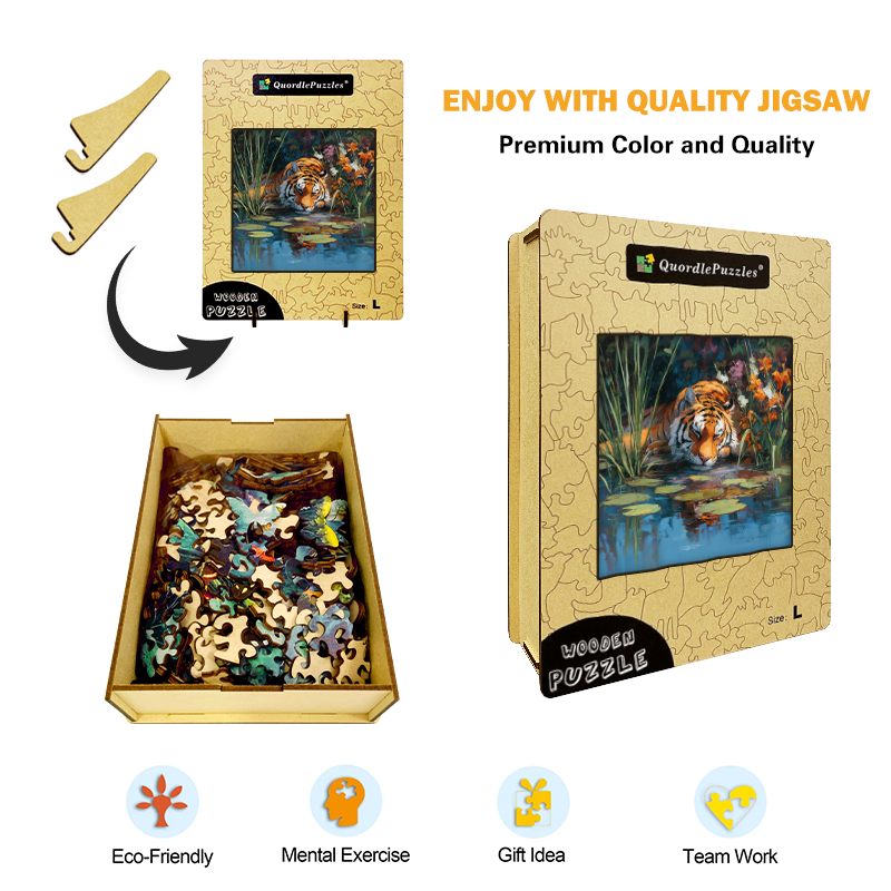 Lily Lagoon Tiger Wooden Jigsaw Puzzle