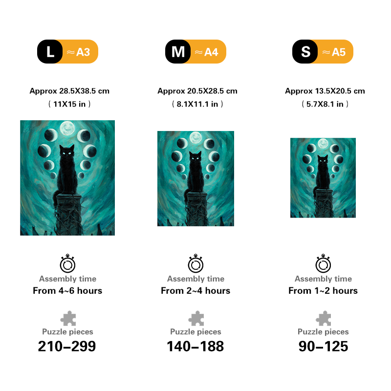 Moonlit Cat Wooden Jigsaw Puzzle