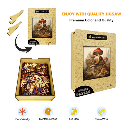 Mushroom Cottage Magic Wooden Jigsaw Puzzle