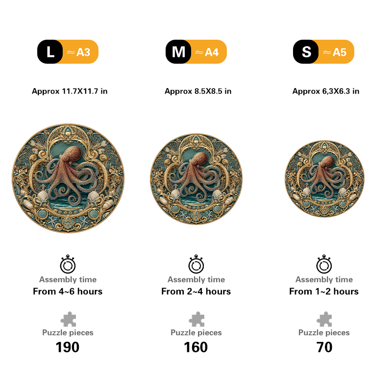 Ornate Octopus Seashell Wooden Jigsaw Puzzle