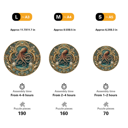 Ornate Octopus Seashell Wooden Jigsaw Puzzle