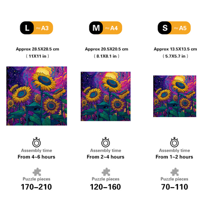Psychedelic Sunflowers Wooden Jigsaw Puzzle