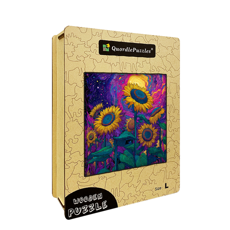 Psychedelic Sunflowers Wooden Jigsaw Puzzle