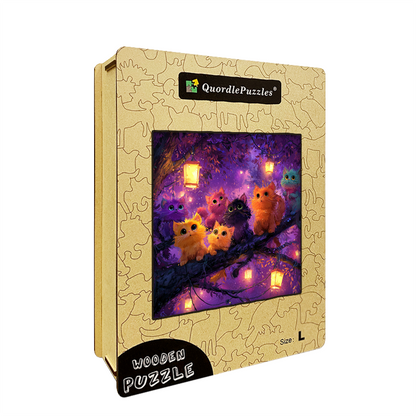 Purple Kitten Fantasy Wooden Jigsaw Puzzle