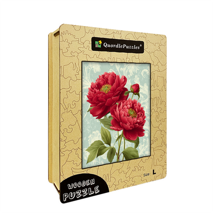 Red Peonies Wooden Jigsaw Puzzle