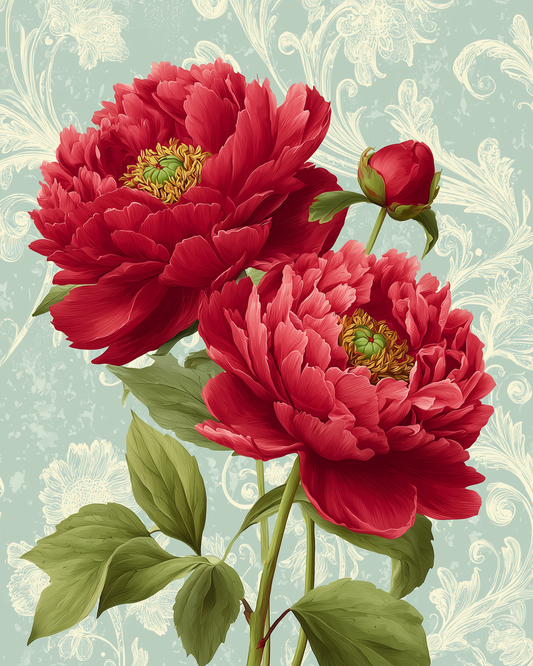 Red Peonies Wooden Jigsaw Puzzle