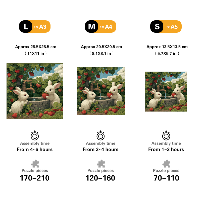 Strawberry Bunnies Wooden Jigsaw Puzzle