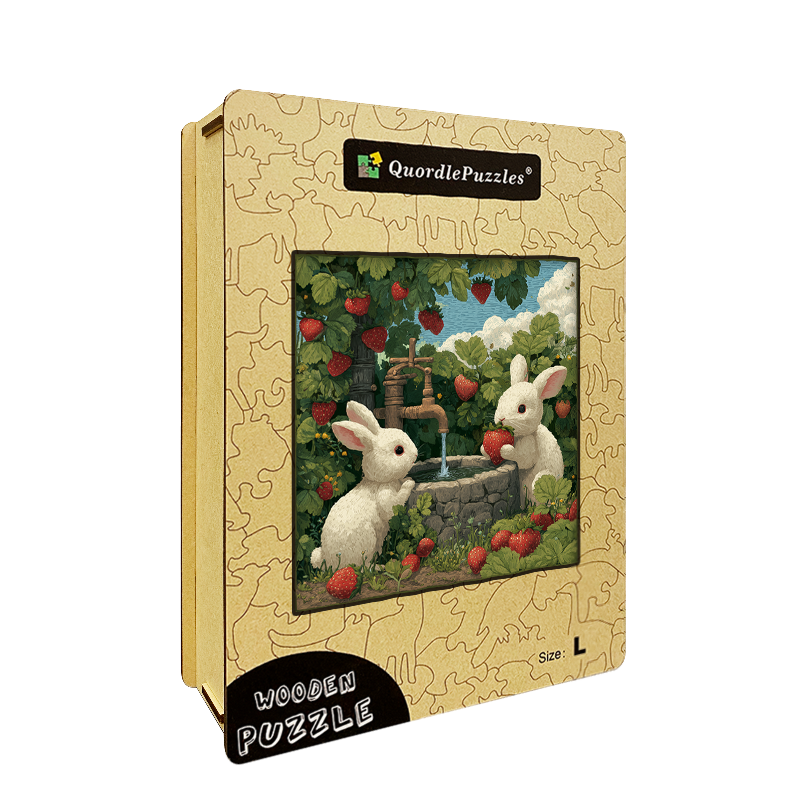 Strawberry Bunnies Wooden Jigsaw Puzzle