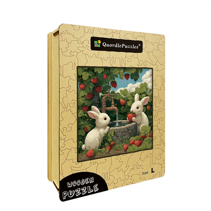 Strawberry Bunnies Wooden Jigsaw Puzzle