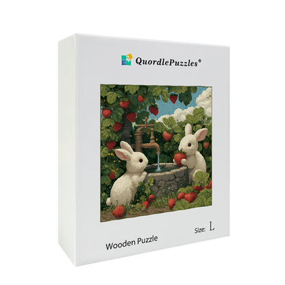 Strawberry Bunnies Wooden Jigsaw Puzzle