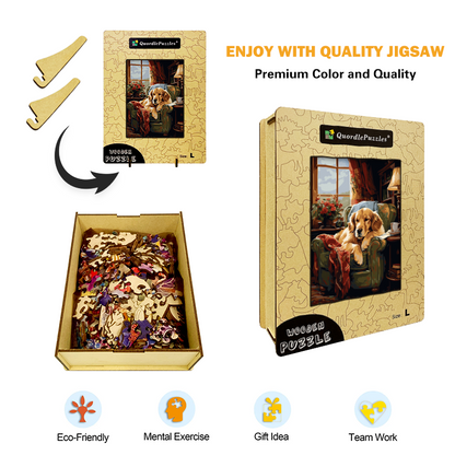 Sunny Nap Dog Wooden Jigsaw Puzzle