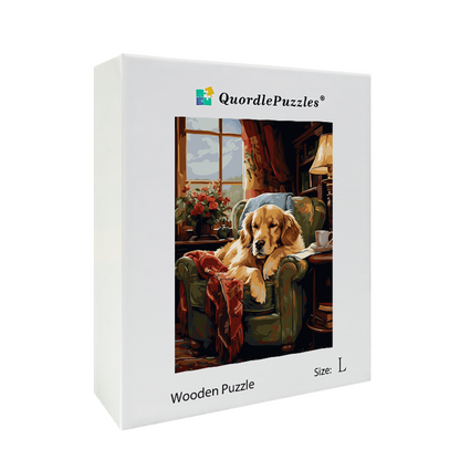 Sunny Nap Dog Wooden Jigsaw Puzzle