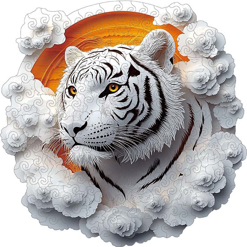 3D White Tiger Wooden Jigsaw Puzzle