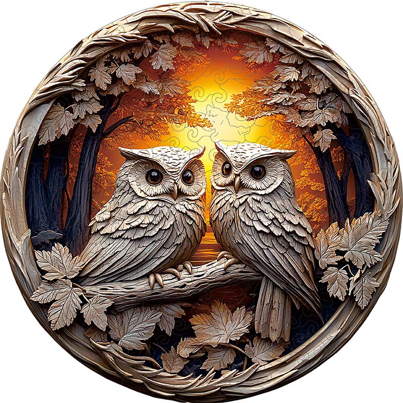 3D Owls in the Forest Wooden Jigsaw Puzzle