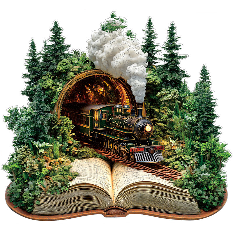 3D Train through the Forest Wooden Jigsaw Puzzle