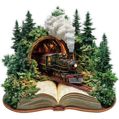 3D Train through the Forest Wooden Jigsaw Puzzle