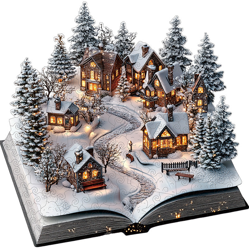 3D Snowy Village Wooden Jigsaw Puzzle