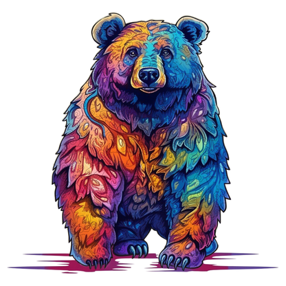 🔥LAST DAY 91% OFF-Beautiful psychedelic furious bear Wooden Jigsaw Puzzle