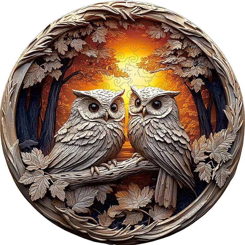 3D Owls in the Forest Wooden Jigsaw Puzzle