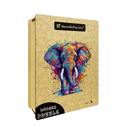 🔥LAST DAY 91% OFF-Rainbow Elephant blue Wooden Jigsaw Puzzle