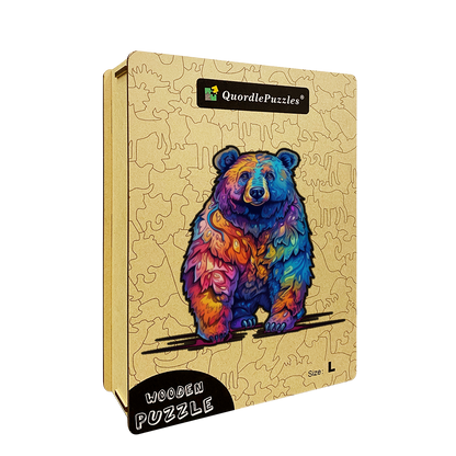 🔥LAST DAY 91% OFF-Beautiful psychedelic furious bear Wooden Jigsaw Puzzle