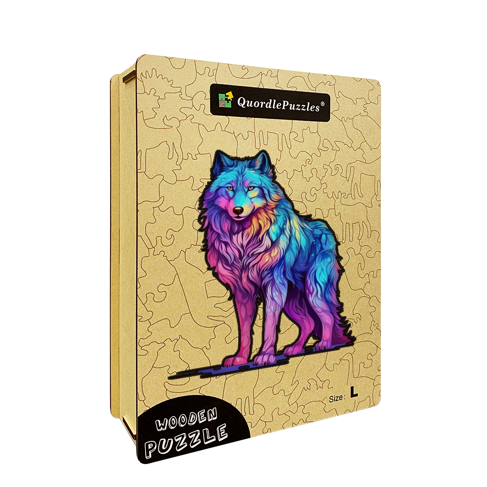 🔥LAST DAY 92% OFF-Majestic Rainbow Wolf Wooden Jigsaw Puzzle