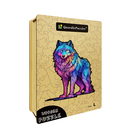 🔥LAST DAY 92% OFF-Majestic Rainbow Wolf Wooden Jigsaw Puzzle
