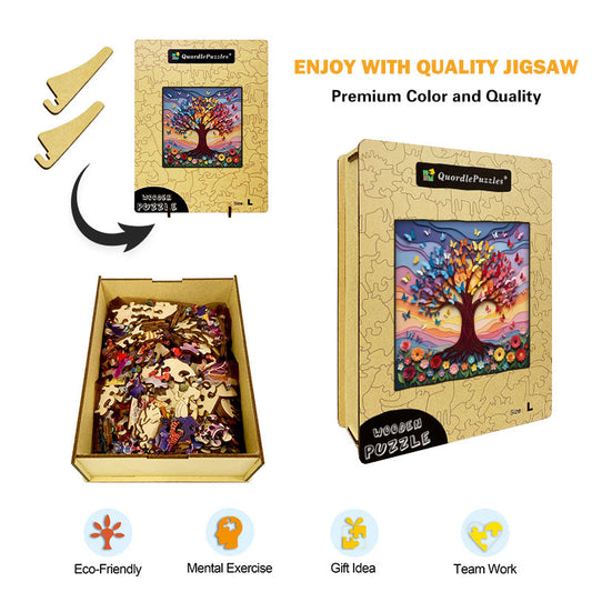 Rainbow Butterfly Tree Wooden Jigsaw Puzzle