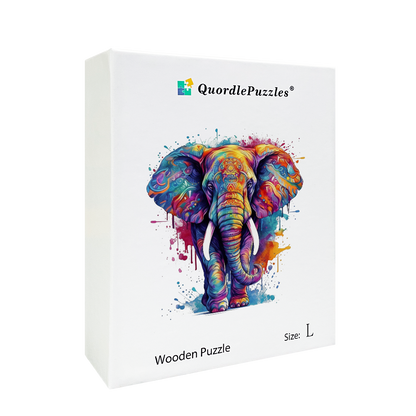 🔥LAST DAY 91% OFF-Rainbow Elephant blue Wooden Jigsaw Puzzle