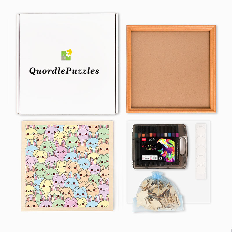 Rabbits - Wooden Coloring Puzzle