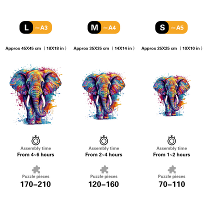 🔥LAST DAY 91% OFF-Rainbow Elephant blue Wooden Jigsaw Puzzle