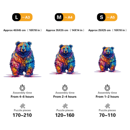 🔥LAST DAY 91% OFF-Beautiful psychedelic furious bear Wooden Jigsaw Puzzle