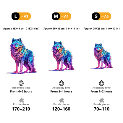 🔥LAST DAY 92% OFF-Majestic Rainbow Wolf Wooden Jigsaw Puzzle