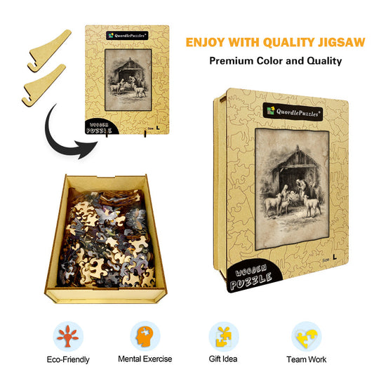 Vintage Nativity Scene Wooden Jigsaw Puzzle