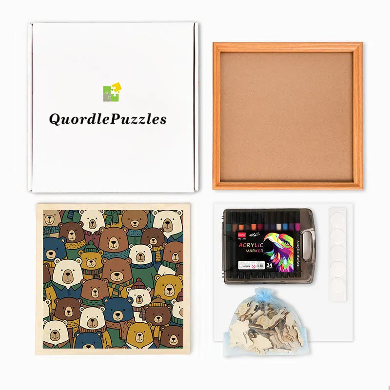 Scarf Bears - Wooden Coloring Puzzle